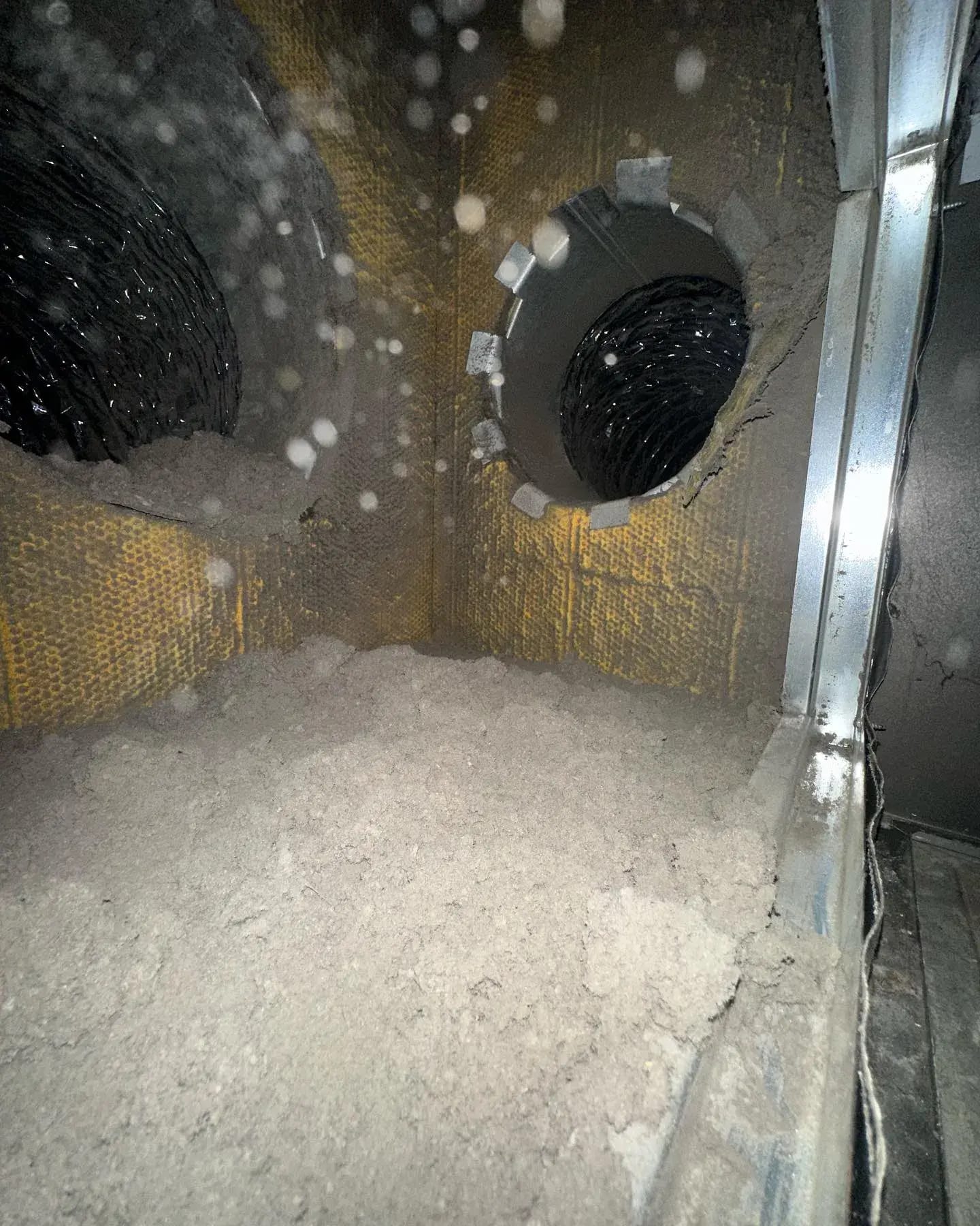Dirty air duct before cleaning